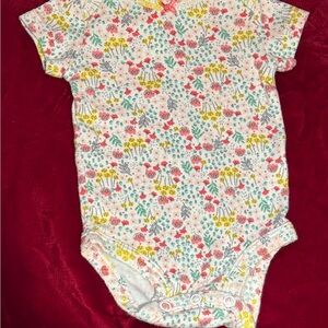 CARTER'S Floral Baby Girl Onesie with Red Bow Precious Firsts NB Newborn